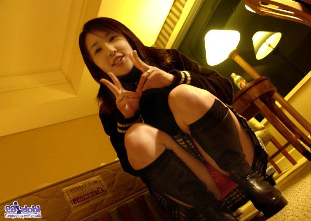 15P Cute japaneses school girl flashes her panties and gets naked