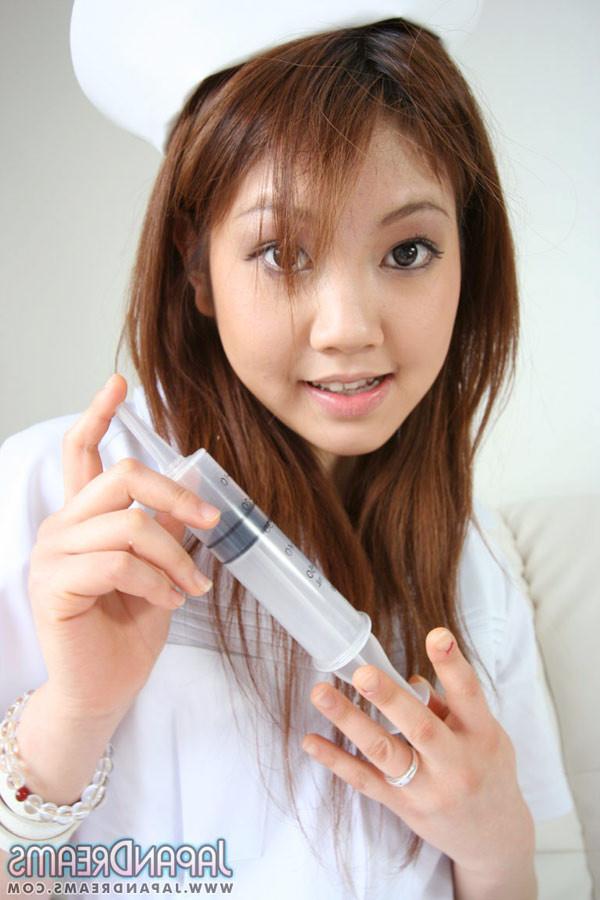 15P Cutie Japanese nurse Rio Sakaki in white fishnets