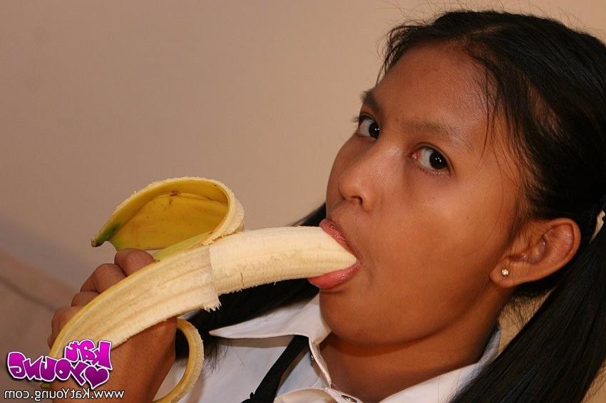 16P Cute Kat Young strips wearing a School Girl Uniform