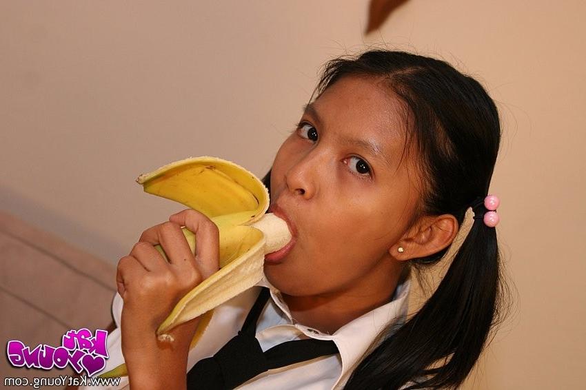 16P Cute Kat Young strips wearing a School Girl Uniform