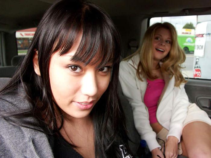 15P Hot asian lesbian fucking a sexy blonde with toy and strapon