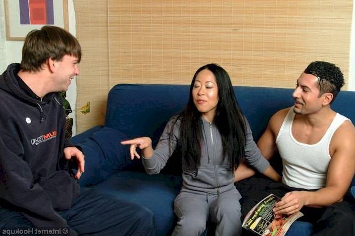 16P Asian babe takes on two horny guys