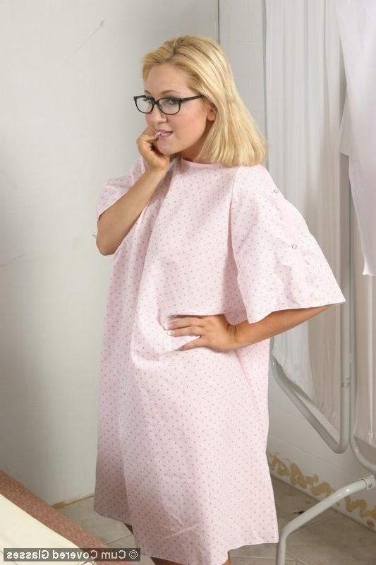 15P Blondes tight ass peeks out of her exam gown