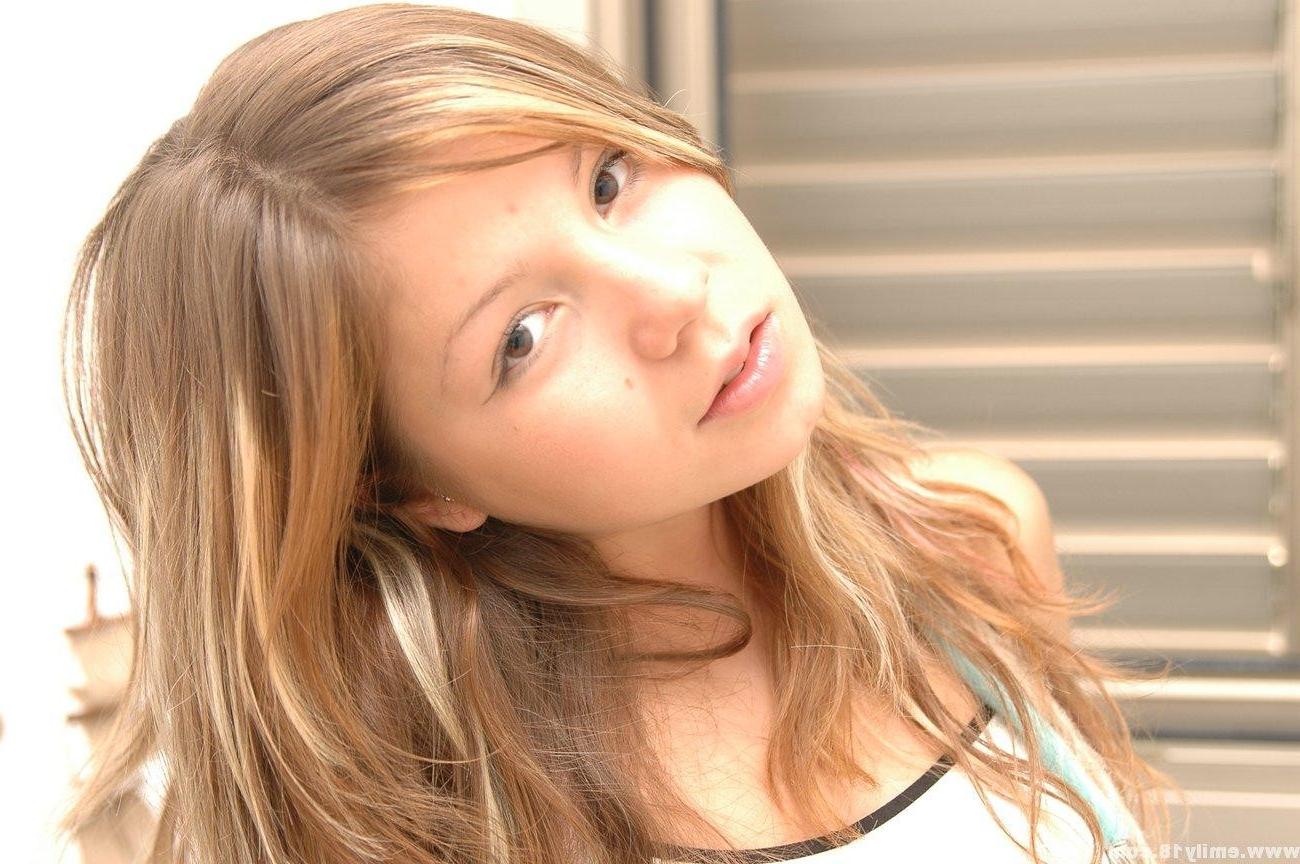 16P Pretty brunette teen girl black panties
