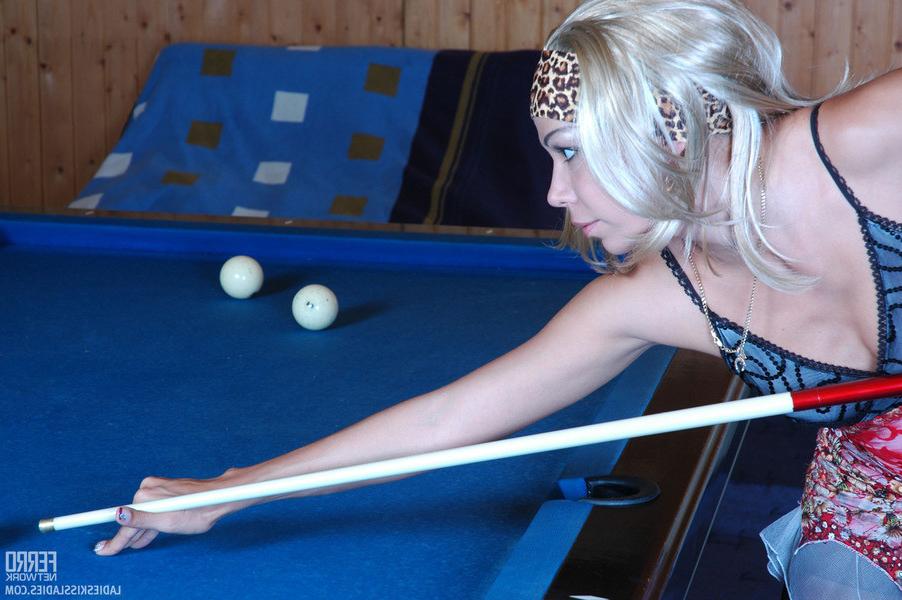 13P Hot sappho lures a babe into kissy-licky action right on the billiard table