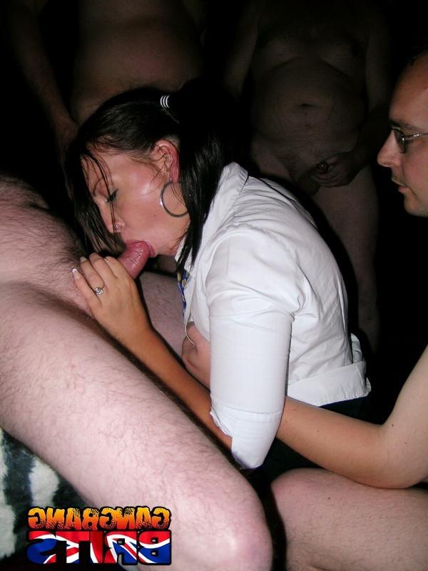 16P Slutty housewife Lucy in school uniform fucks a group of strange