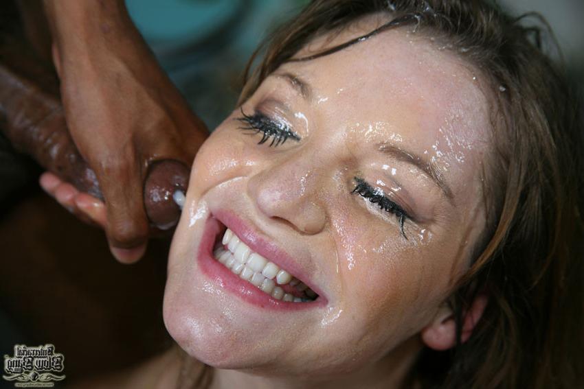 15P Aurora Snow gets a nasty facial cum interracial bukkake