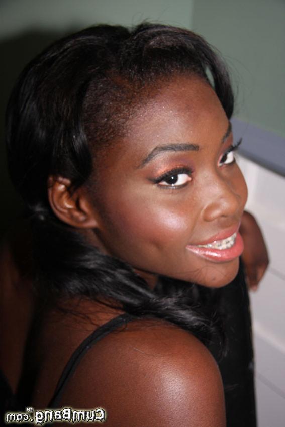 15P Ebony babe Osa Lovely gets a nasty facial cum bukkake