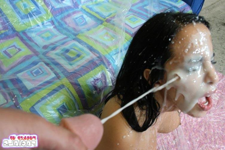 17P Horny nice tits brunette getting banged and covered in jizz