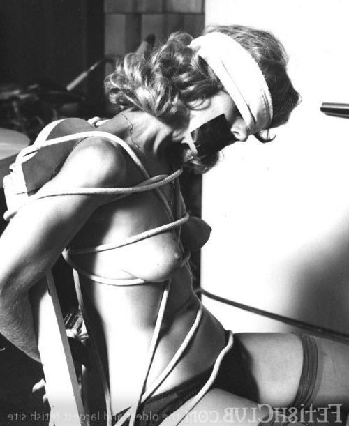 12P Old School Bondage Babe Gets Tied Up Tight And Blindfolded