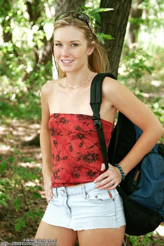 15P Beautiful blonde teen strips down while in the woods