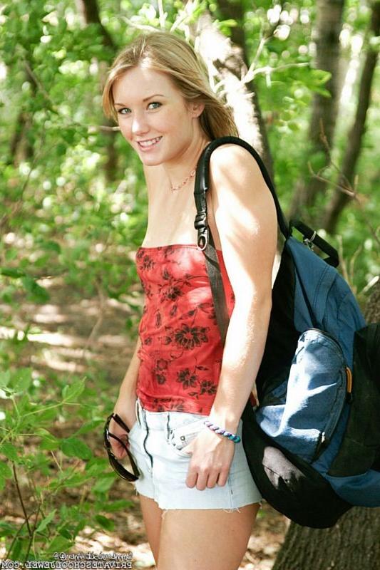 15P Beautiful blonde teen strips down while in the woods