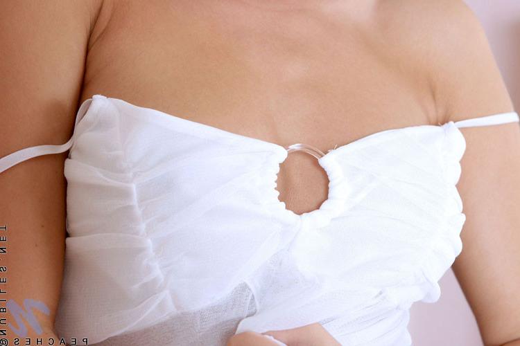 10P Big tits peaches slides her panties to the side to show her wet pussy