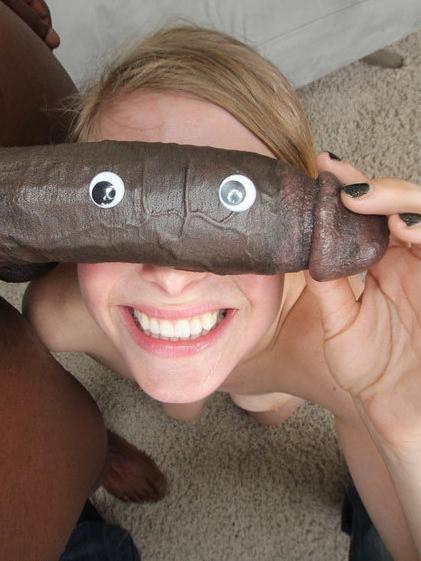 15P Amazing blonde teen gets her pale pussy impaled on a giant black dick while she 