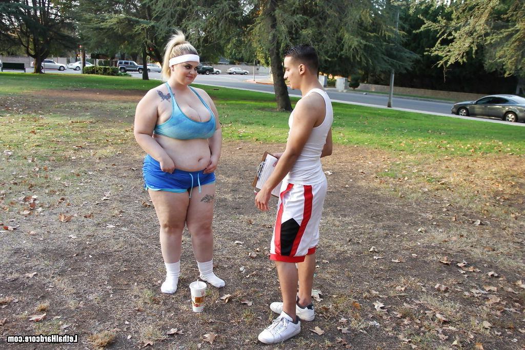 15P Busty fat chick getting fucked by her fitness trainer
