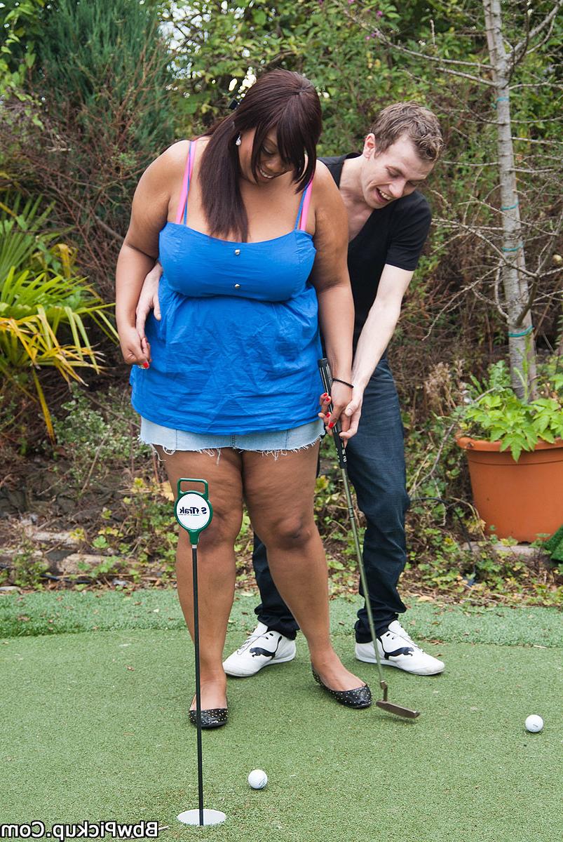 12P Super sweet looking black fattie seduced a golf coach with her smoking curves