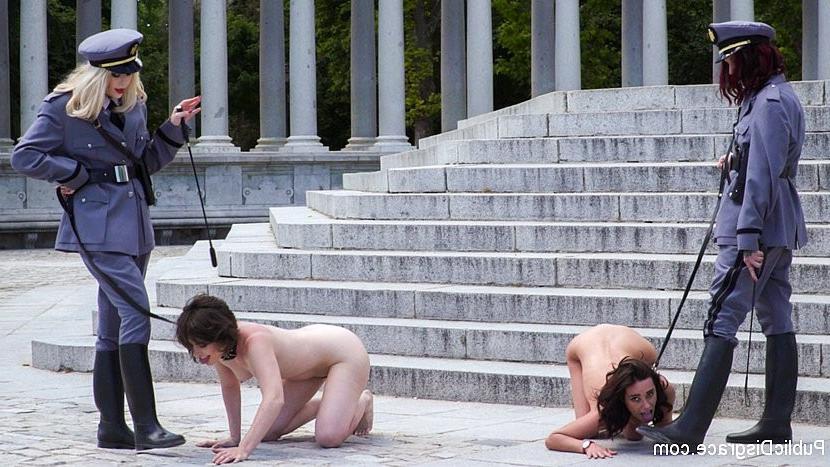 8P Natalia Ruso and girlfriend bound for public bdsm group sex in d