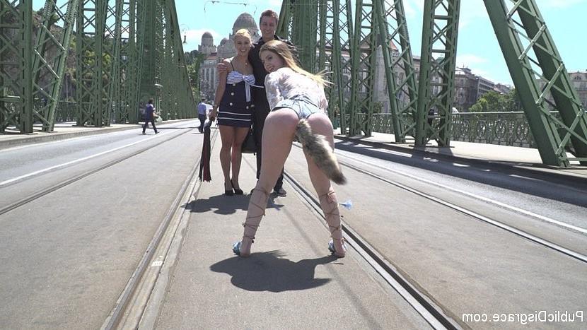 25P Stella Cox is public humiliated for bdsm sex by lezdom Nikki Tho