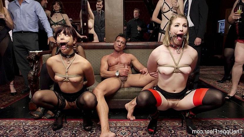 20P Gina Valentina and Ella Nova bound for bdsm sex party with maled