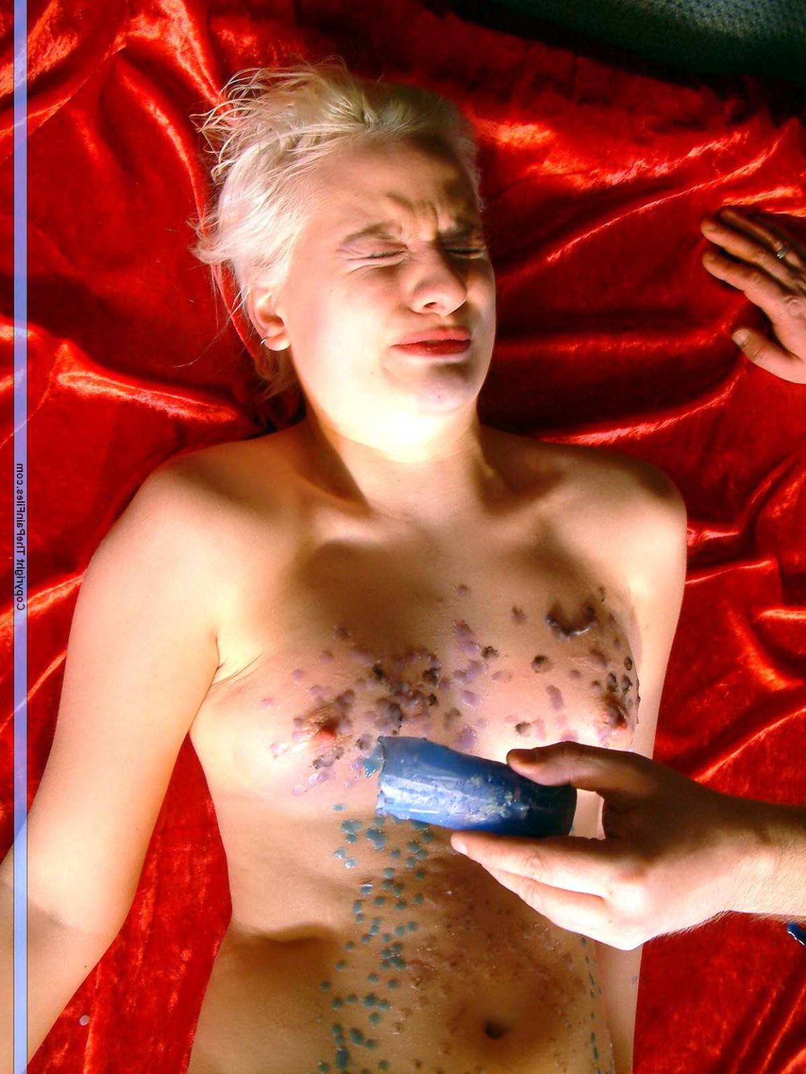 16P Miss Chaos bdsm hotwaxing and burning candle wax punishment 