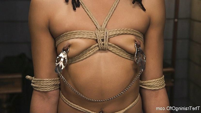 20P Kira Noir ebony is rope bound for anal bdsm sex training by Owen
