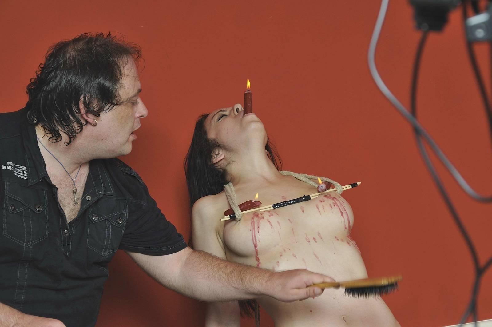 15P BDSM candle wax play of submissive masochist Beauvoir