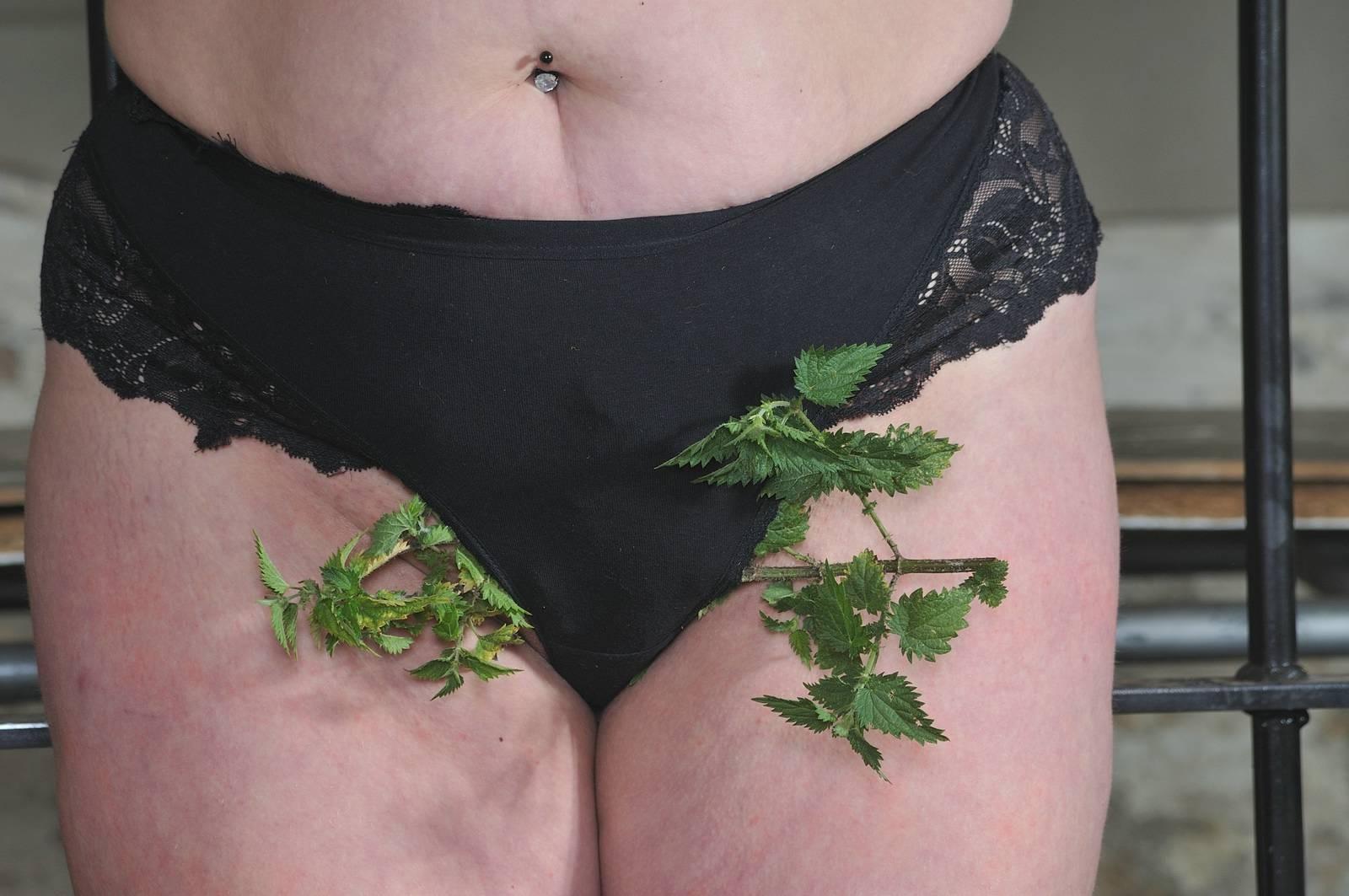 16P Stinging nettles bdsm and needle torture of mature bbw Andrea