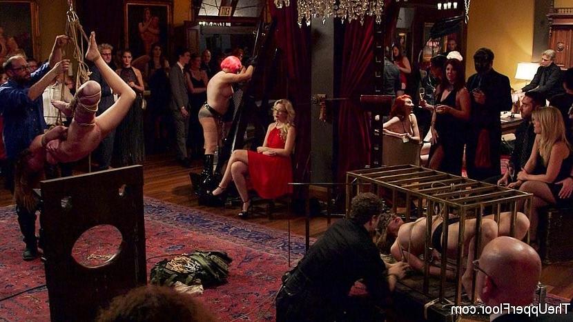 25P Savannah Fox and subgirls serve at bdsm party with a kinky audie