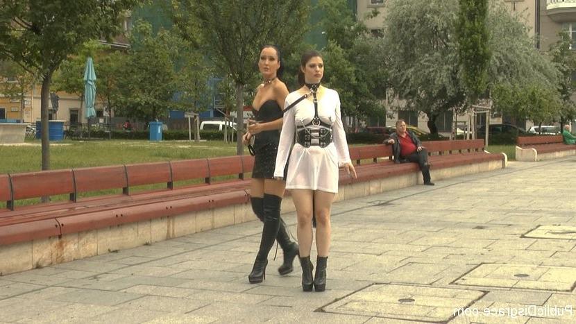 21P Lucia Love public bdsm sub paraded through budapest on a leash b