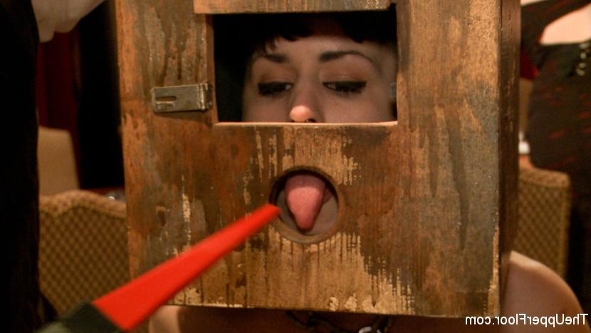 16P Katharine Cane serving as house sub at bdsm the upperfloor party