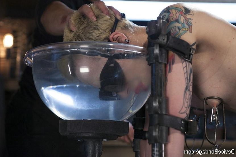 18P Elizabeth Thorn blonde kinky babe is bound and blindfolded for water dunking