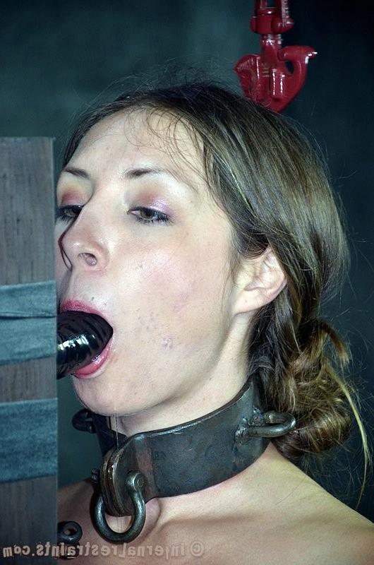 16P Sister Dee in kinky bdsm dungeon bound made to blowjob dildo