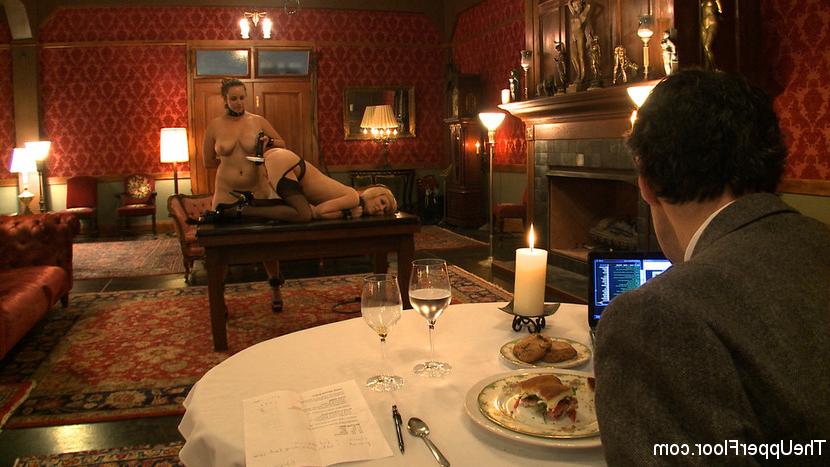 16P Bella Rossi and Cherry Torn bdsm toy slaves serve sex lunch