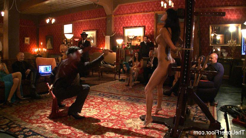 15P Gia DiMarco slave at kinky bdsm party spanked and toyed