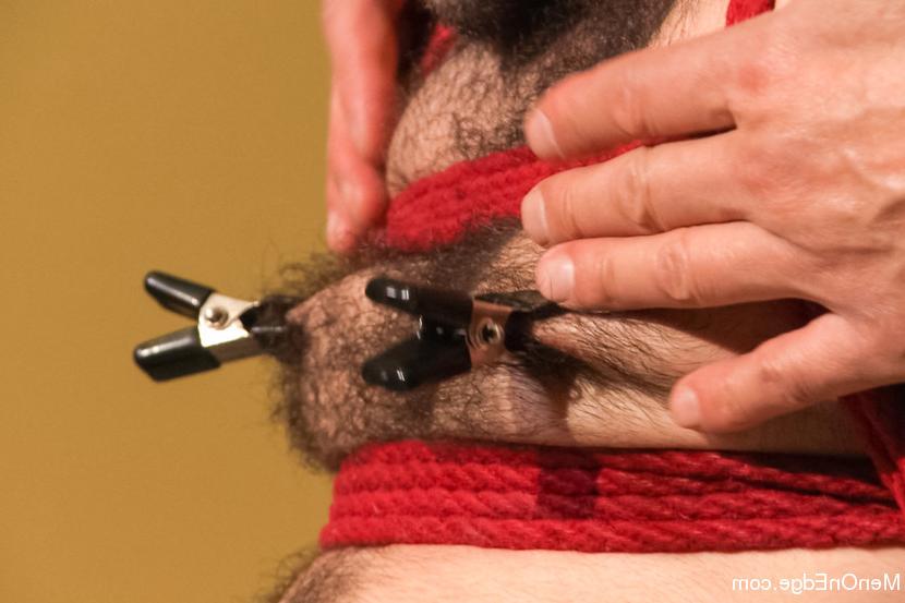 15P Hairy stud Josh Long tied up and edged for the first time