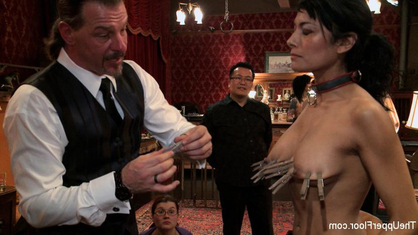 16P Chastity Lynn in her bdsm training and service at the upperfloor