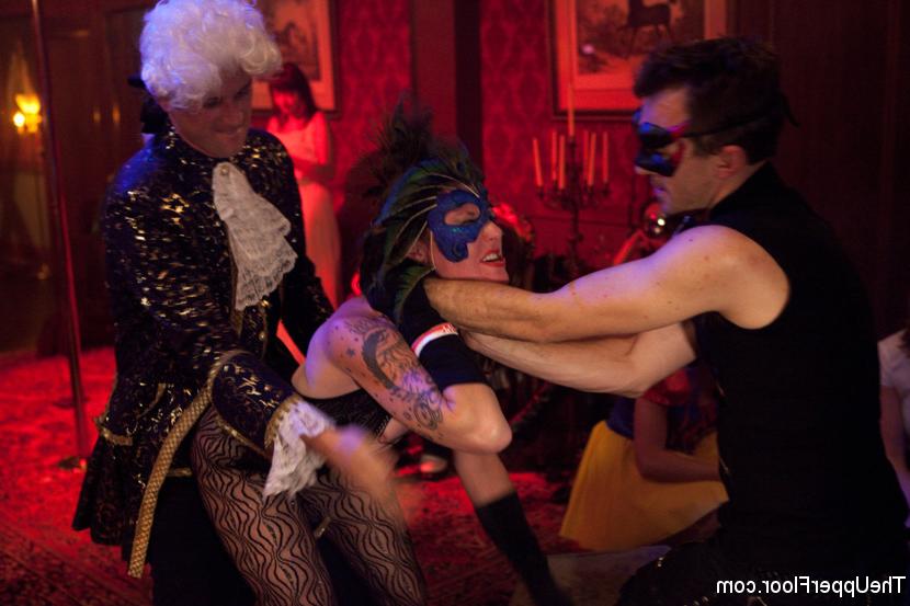 16P Kinky bdsm party with sub girls blowjob a master