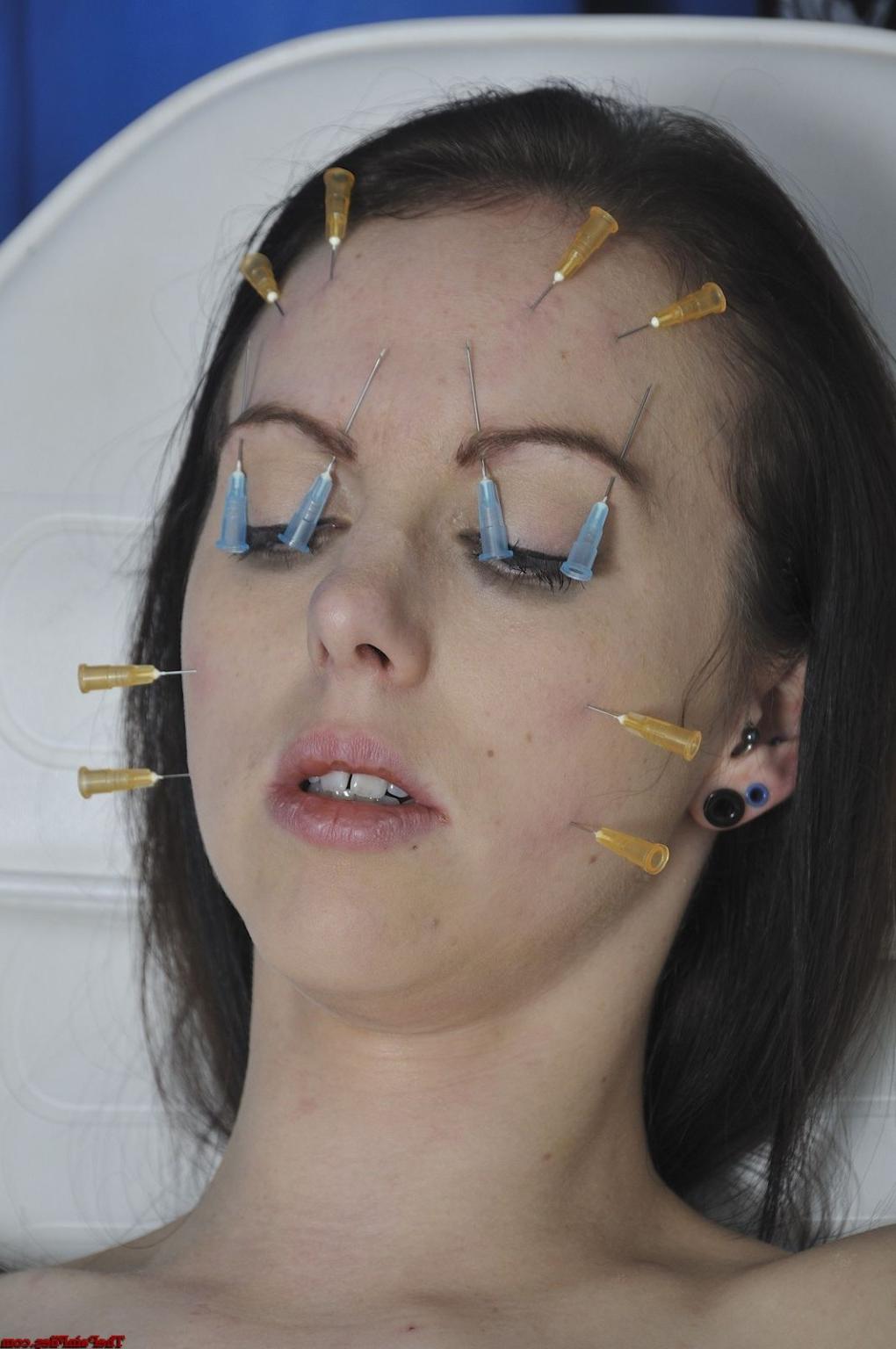 16P Needle tortured patients extreme bdsm and facial piercing torments of busty pain
