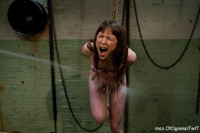 15P Brunette gets tied up and hosed in her first BDSM lesson
