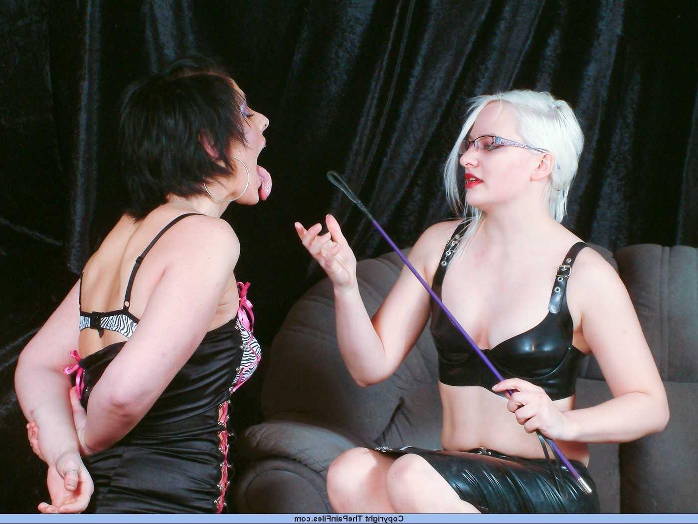 16P Extreme lesbian fetish and spanking of ballgagged kinky slave Crystel Lei by her
