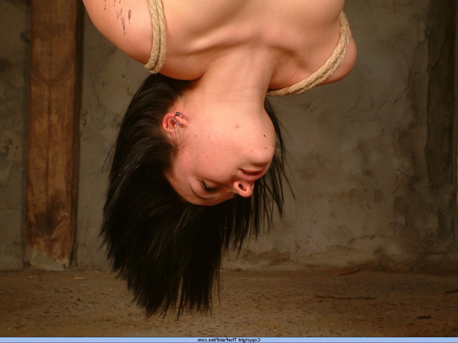 16P Slavegirl Pixie in classic suspension bondage and hotwax bdsm punishment
