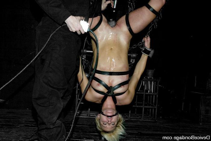 15P Sultry blonde bdsm slave gets chained up and spanked