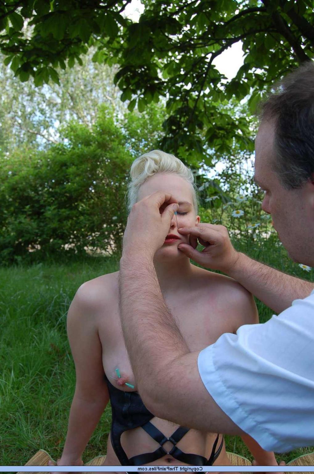16P Facial needle pain and xtreme outdoor bdsm torment
