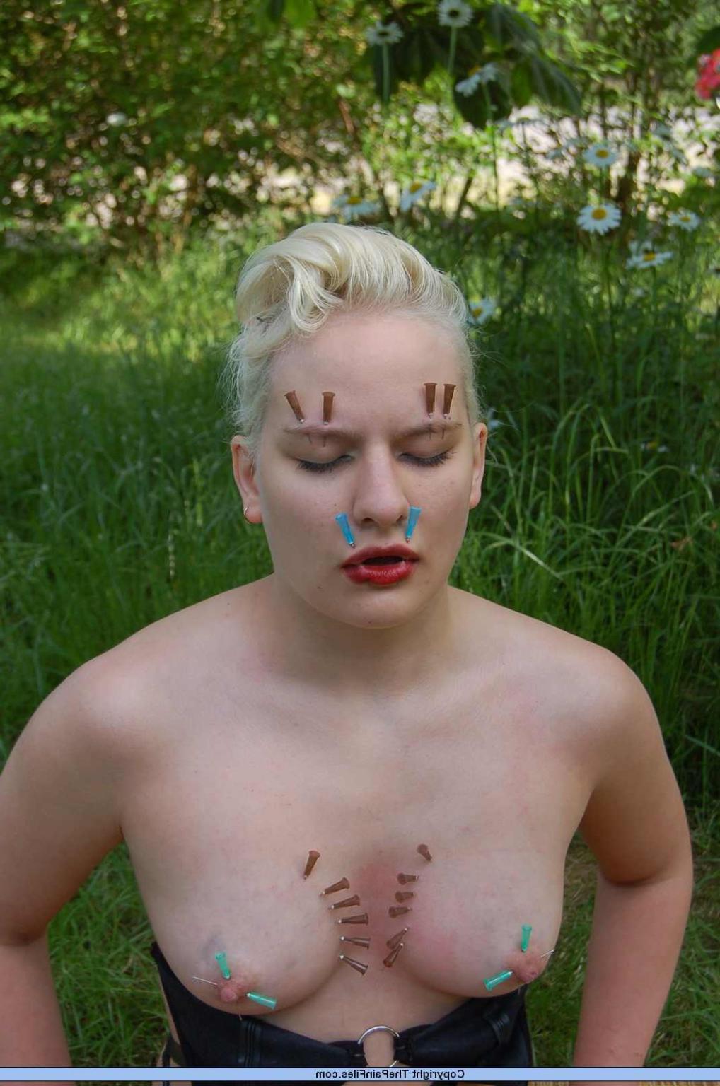 16P Facial needle pain and xtreme outdoor bdsm torment