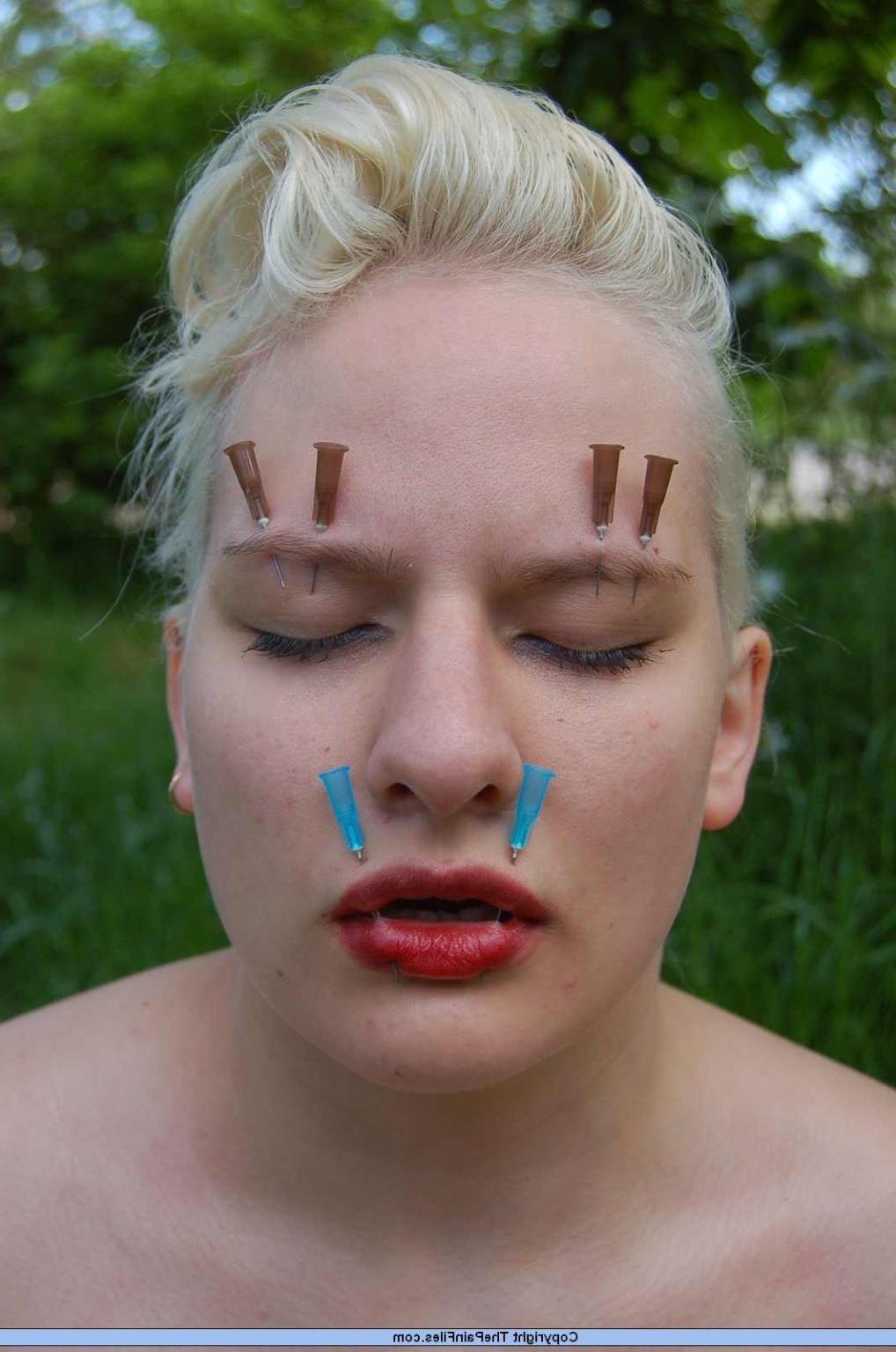 16P Facial needle pain and xtreme outdoor bdsm torment