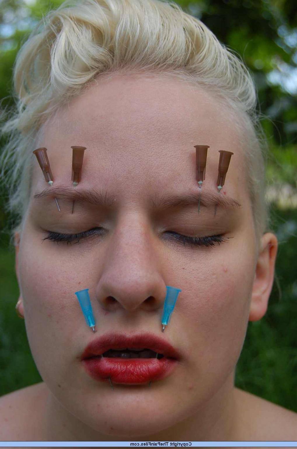 16P Facial needle pain and xtreme outdoor bdsm torment