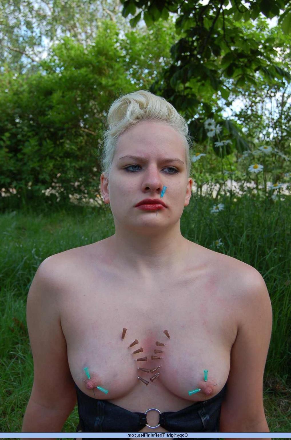 16P Facial needle pain and xtreme outdoor bdsm torment