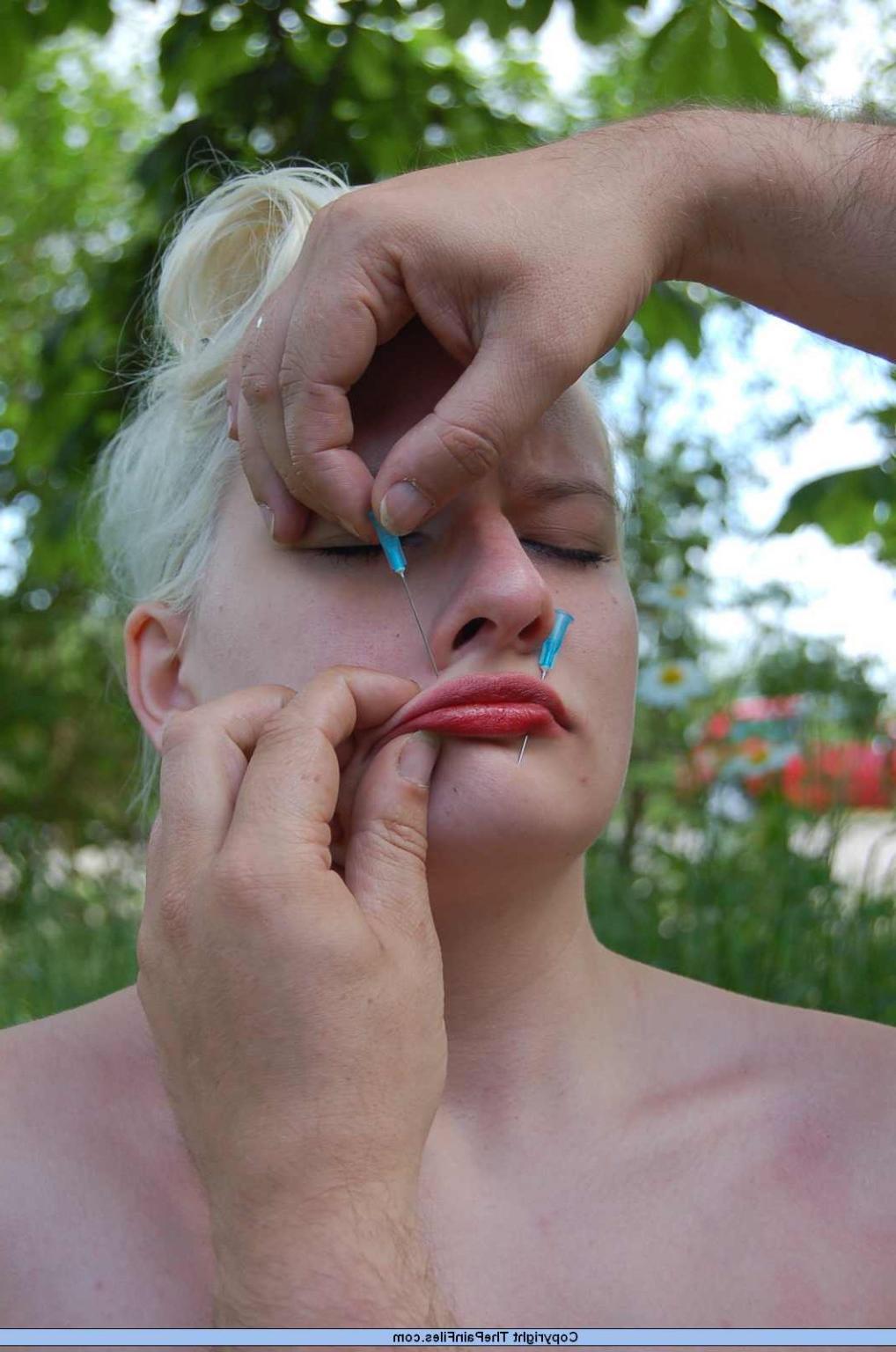 16P Facial needle pain and xtreme outdoor bdsm torment