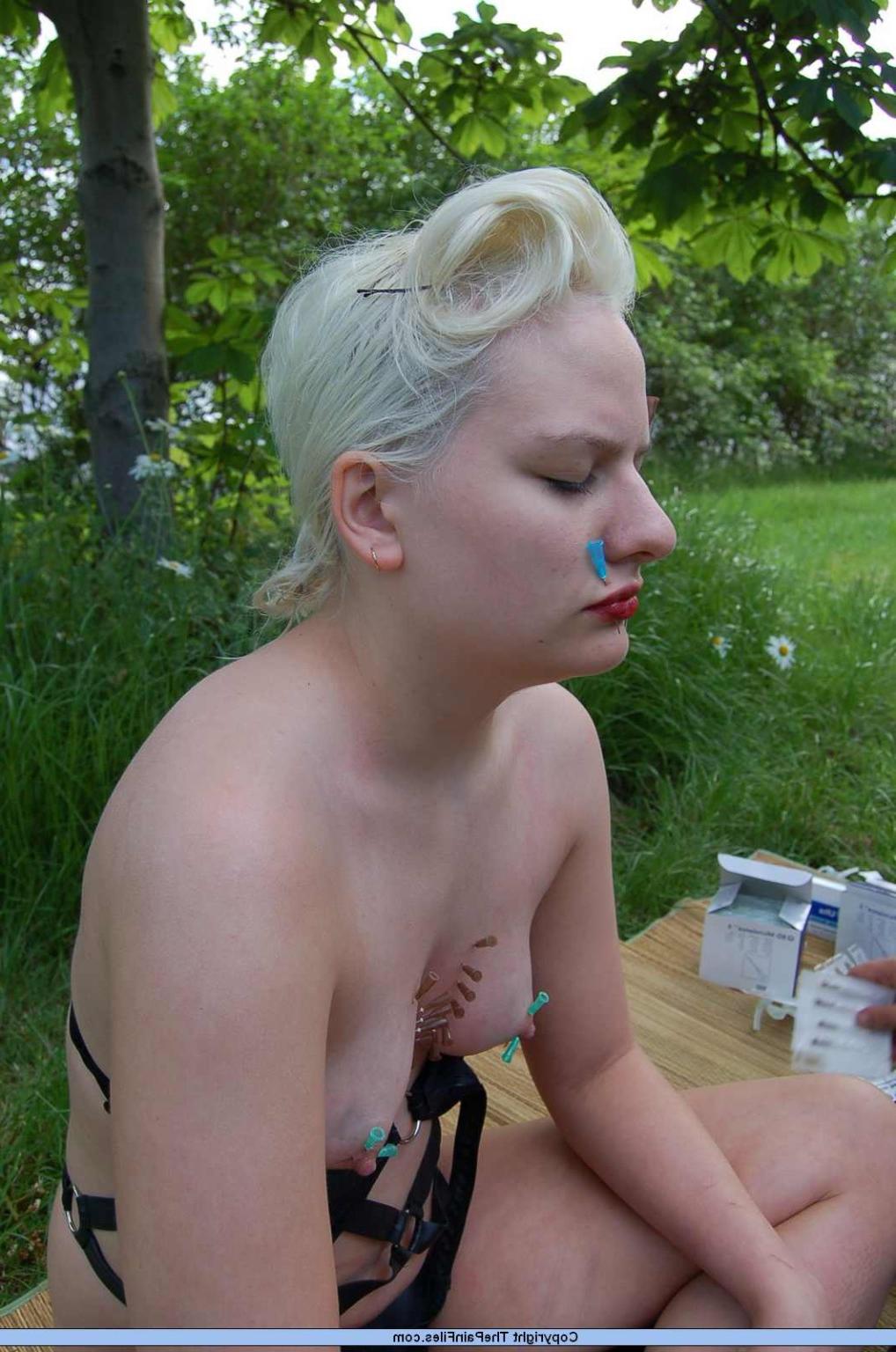 16P Facial needle pain and xtreme outdoor bdsm torment