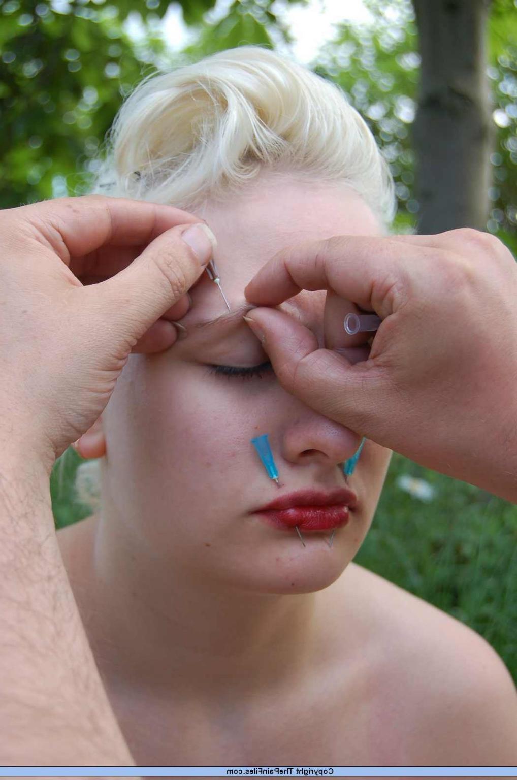 16P Facial needle pain and xtreme outdoor bdsm torment
